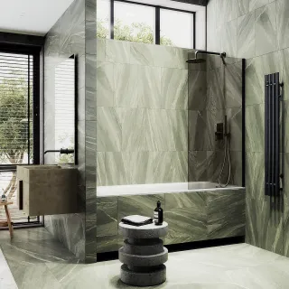 Шторка на ванну MaybahGlass MGV-71-6ш 90см чёрный